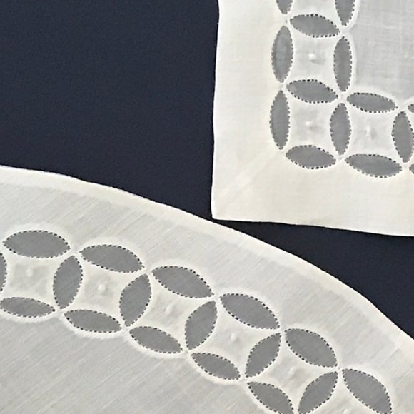 Madeira Round Linen Placemat and Napkin 12 pc Vintage Placemat Set of 6 - Picture 2 of 6